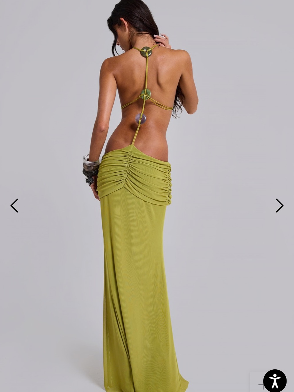 Jaded London Lime Green Backless Ruched Maxi Dress - Picture 4 of 6